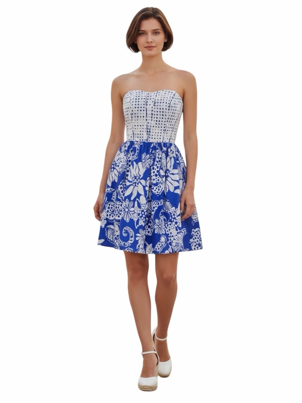 LILLY PULITZER STRAPLESS New With Tags FLORAL COTTON DRESS.